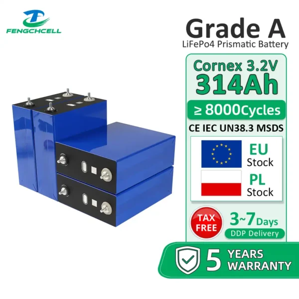 Cornex 314Ah 3.2V LiFePO₄ Prismatic Battery Cell | Grade A | ESS Grade | EU Stock | Home Energy Storage