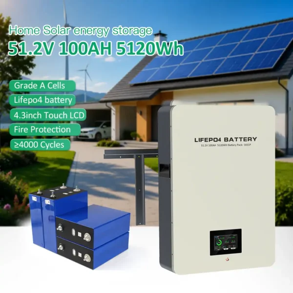 51.2V 5.12kWh LiFePO4 Wall-Mounted Battery | EU Stock | Home Energy Storage