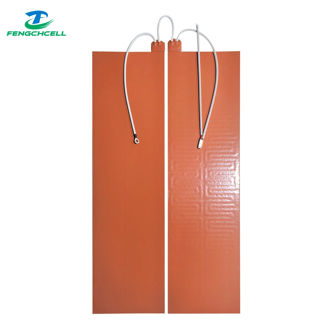 JK BMS Heating Pads for 48V 16S LiFePO4 Battery Boxes, rectangular orange silicone with PI heat film and white wiring.