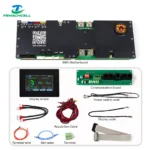 JK BMS V19 Inverter BMS 200A (7S–16S, 48V/51.2V LiFePO4) mat Touchscreen, Kabelen an Accessoiren ugewisen.