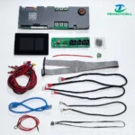 JK BMS V19 300A Inverter BMS (8S–16S LiFePO₄, 4.3″ Touch Screen) with accessories displayed together.