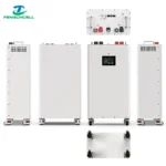 Vertical DIY Battery Box Kit V3 (16S 51.2V 15kWh) with wheels, JK BMS V19, LCD display, and fire protection.